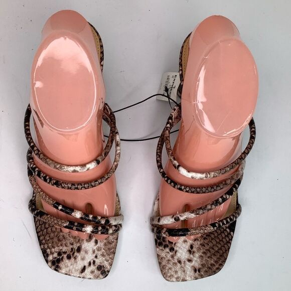 New! Express Square Toe Strap Round Heel Faux Leather Snake Print Sandals Sz 9 - Picture 5 of 11